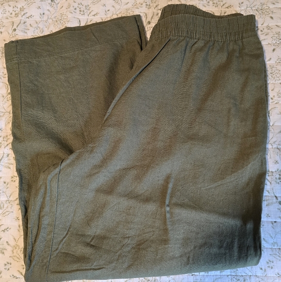 Old Navy High-Rise Wide-Leg Linen Pants in Olive - Picture 1 of 3